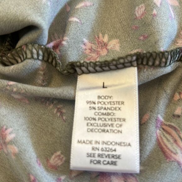 Westport olive green floral long sleeve blouse Size L - Picture 6 of 10